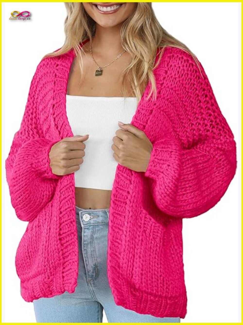 Cardigan Open Front Knitted Lightweight Sweater with Pockets Long Sleeve Loose